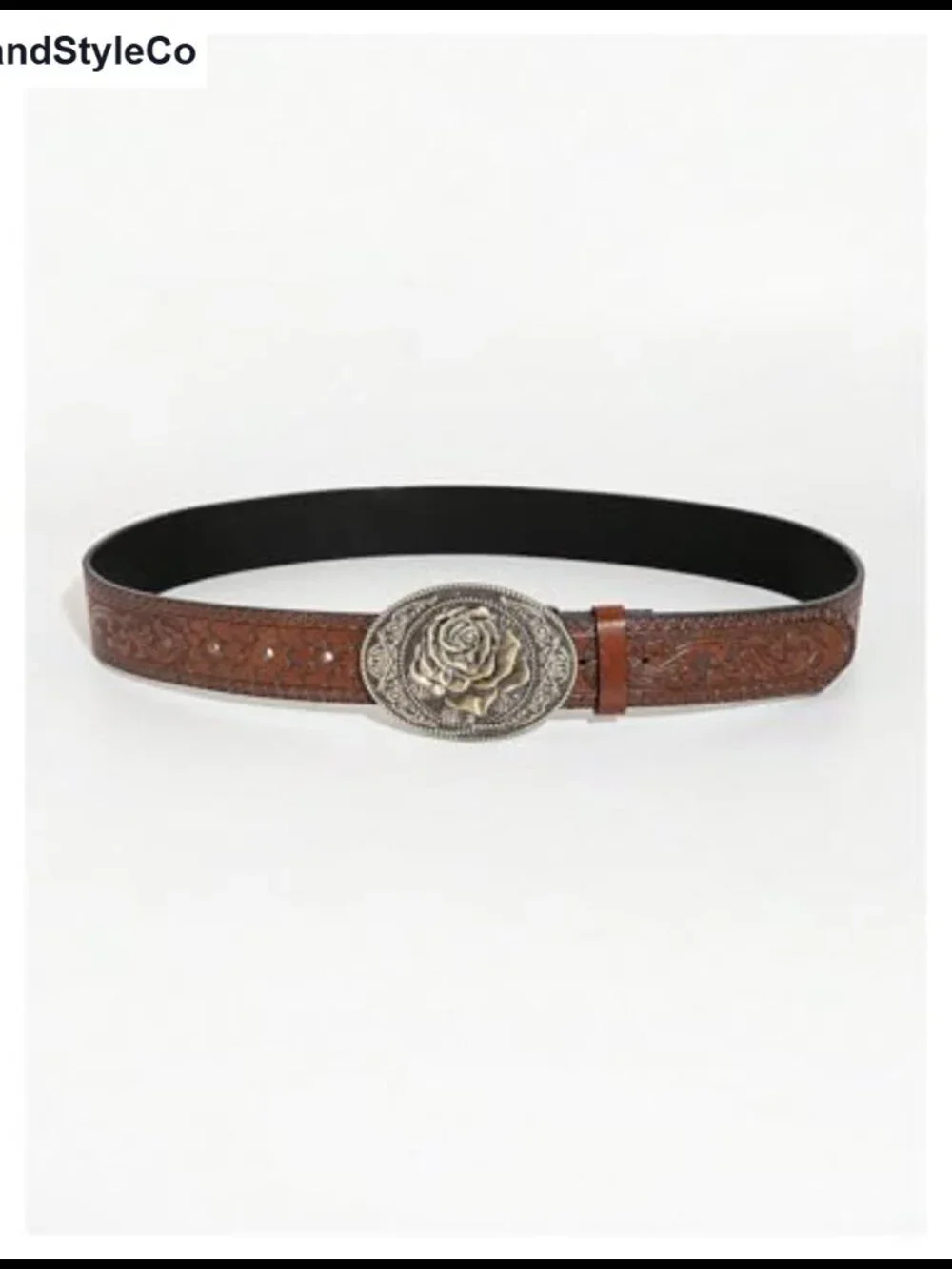 Vintage Western Cowgirl Belt PU Leather Floral Embossed